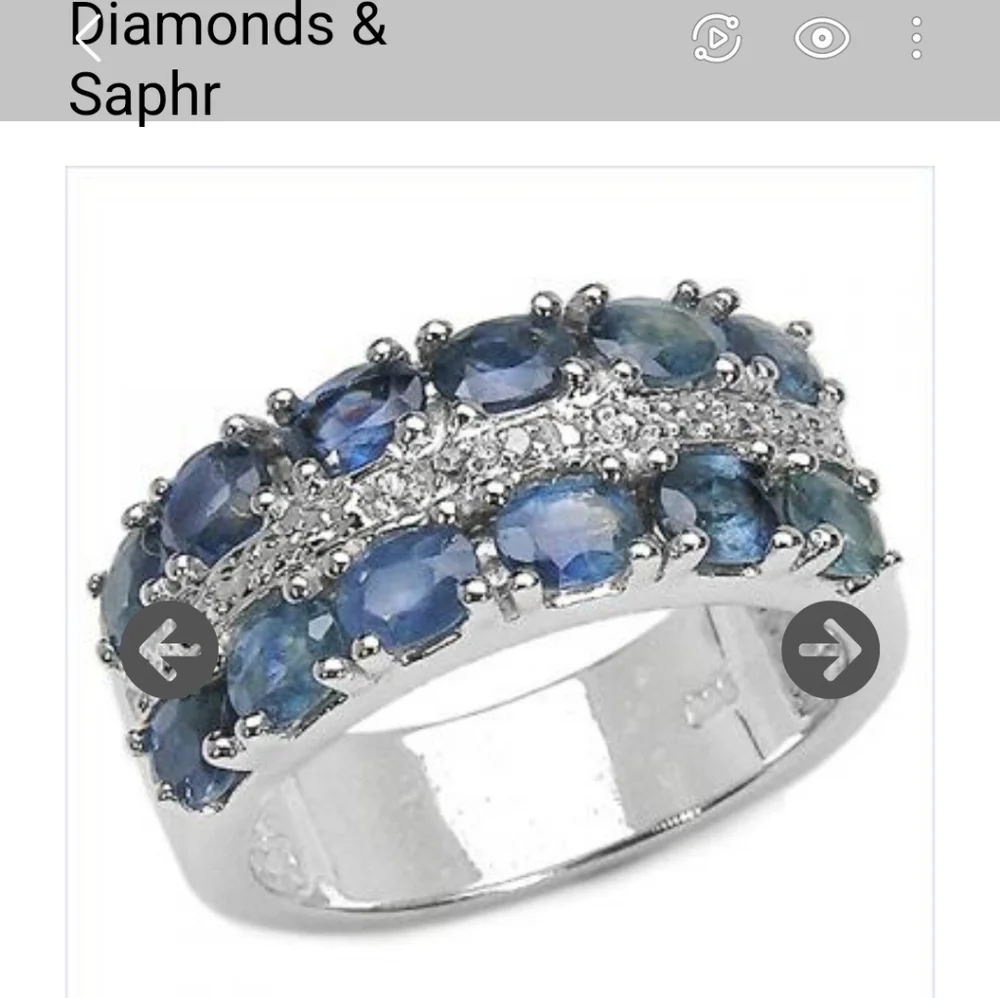 NWOT 3 karat sapphire ring with diamond accents Set in Sterling Silver. Size 7 - Picture 1 of 4
